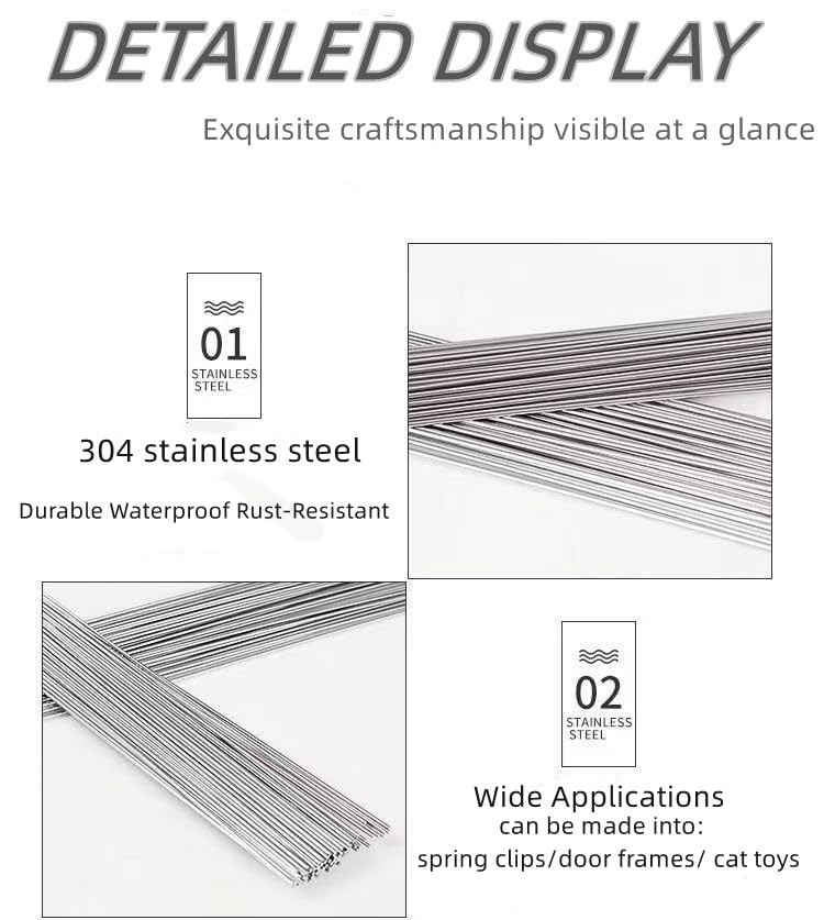 50 PCS Stainless Steel Spring Wire 40CM 0.8mm Elastic Round Bar Silver