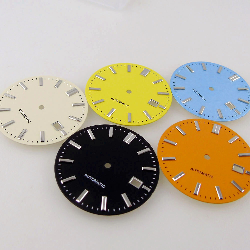 33.5mm Black Yellow Orange Dial Fit Vintage Pilot NH35 NH36 Movement Watch