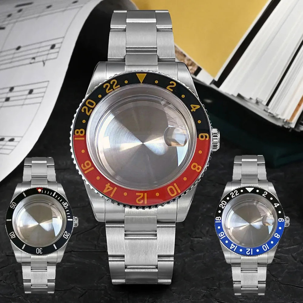 38Mm Stainless Steel Brushed 200M Diver Watch Case Black Dial Fit NH34 NH35 Dome