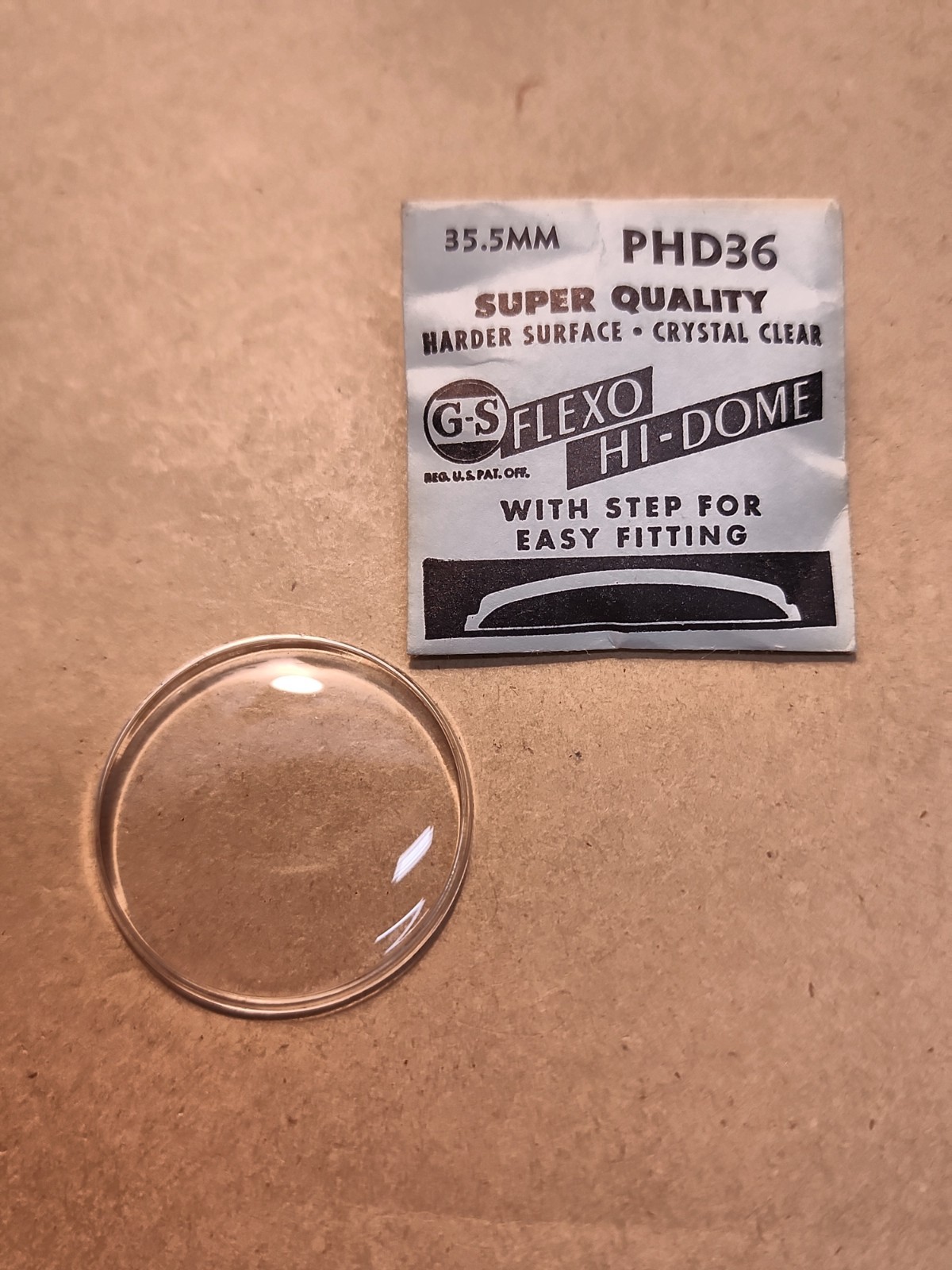Vintage NOS GS Flexo Hi-Dome PHD 36 35.5mm Wristwatch Crystal