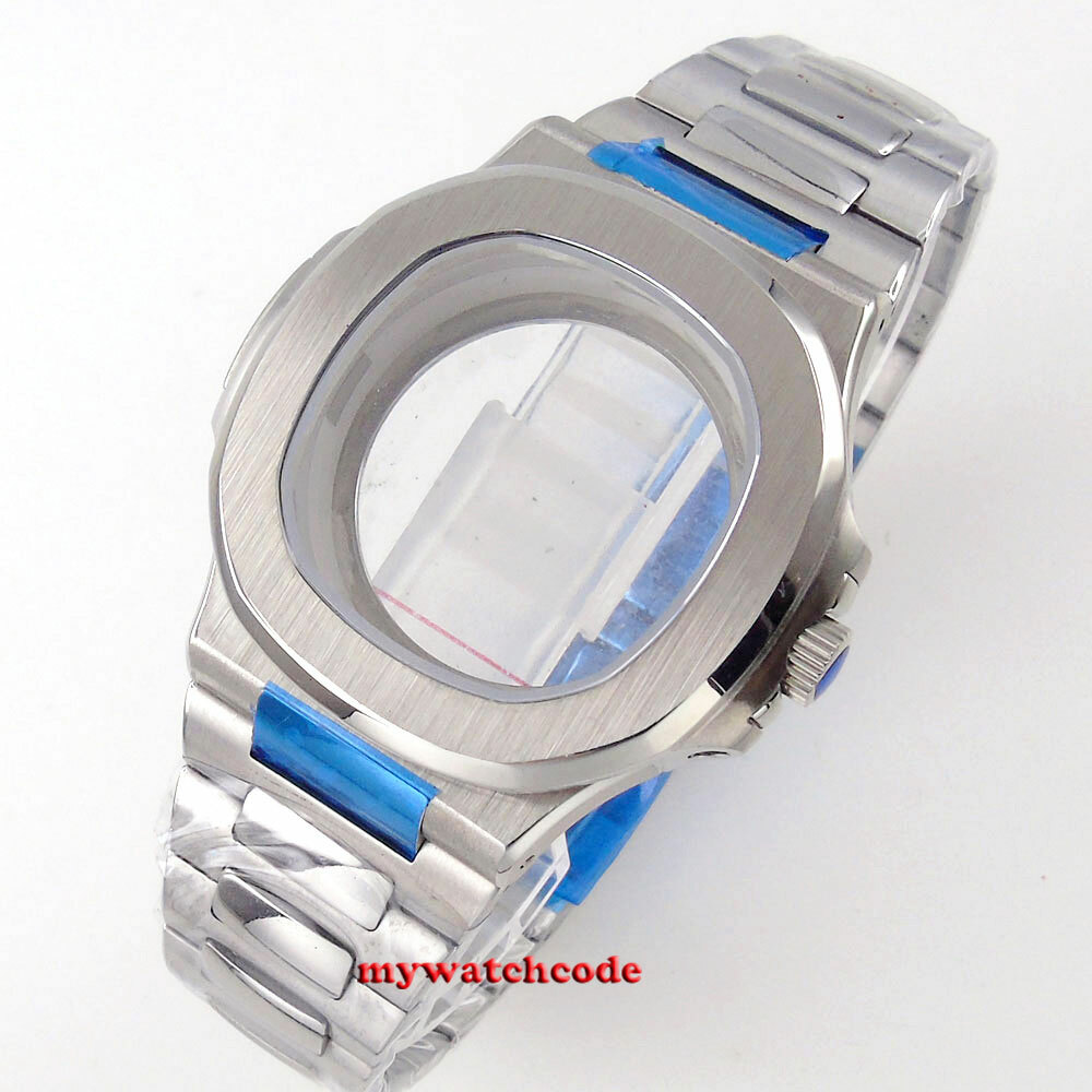 Square 40mm Gray Dial Steel Watch Case fit Japan NH34A NH35A NH36A movement