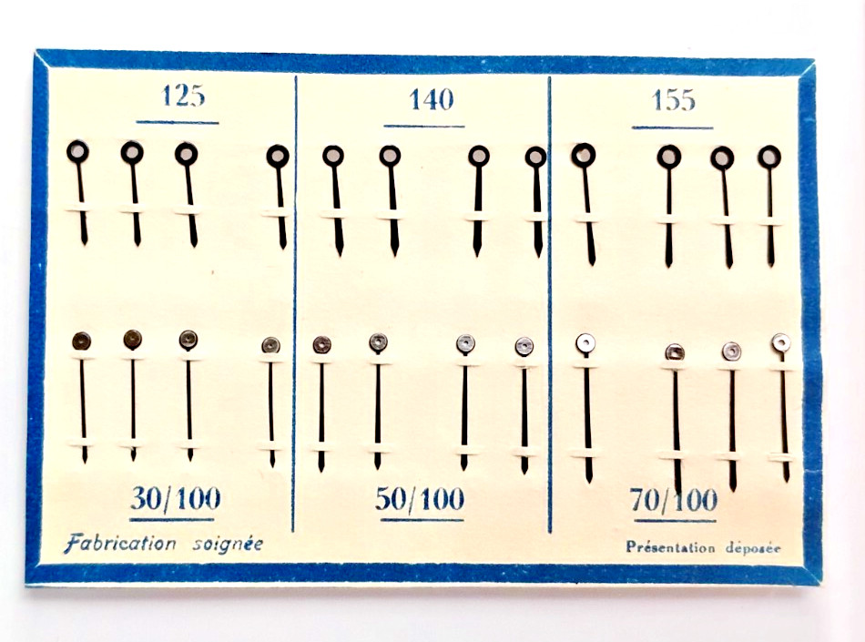 Pocket Watch Hands Lot Full Card 12 pairs Blue Sword Made In France watch parts