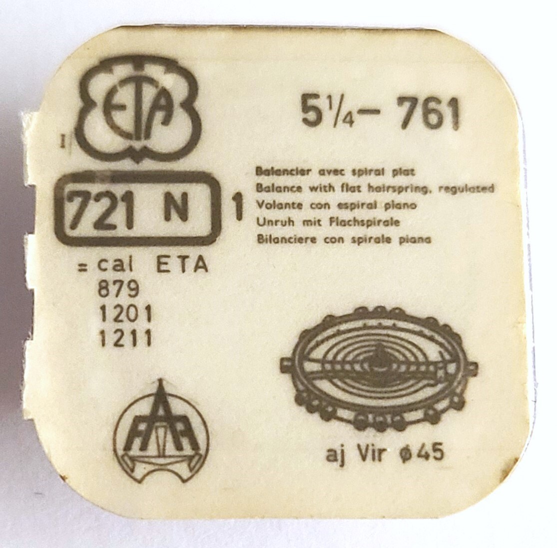 ETA Balance Complete 721 N, 5 1/4, Cal. 761 – SEALED NOS