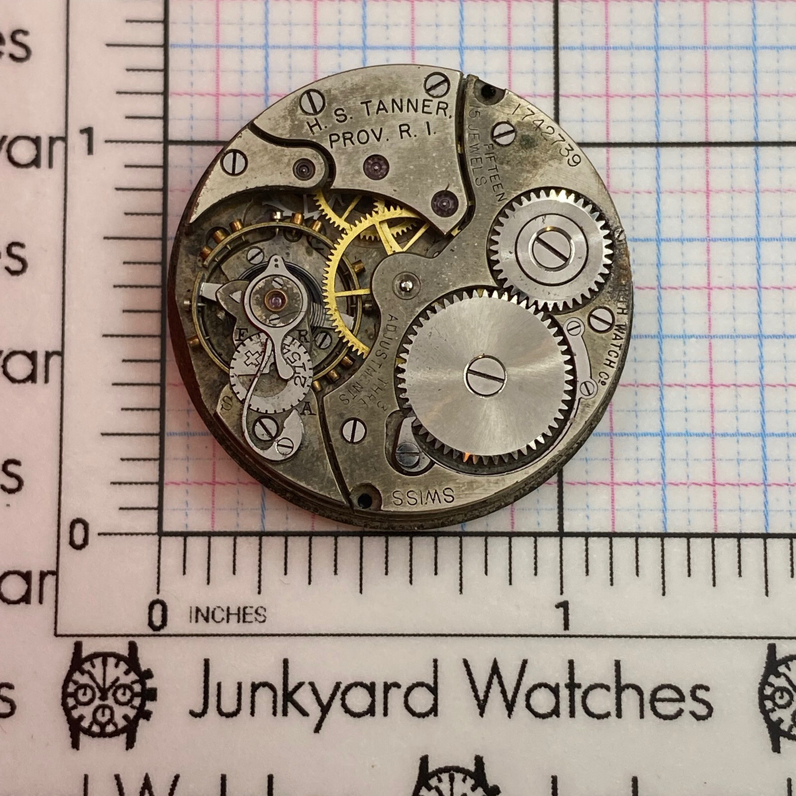 H.S.Tanner Prov.R.I. Pocket Watch Repairs Parts spare Watchmaker 17 Jewels swiss
