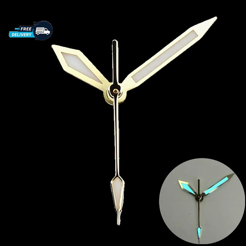 Polished Watch Hands C3 BGW9 Green Blue Lume For NH35 NH36 Movement Mod Parts