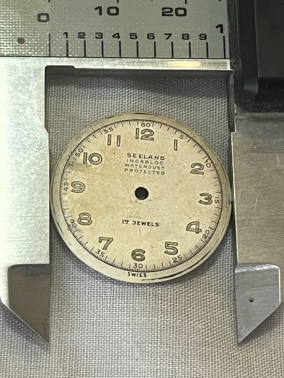Vintage Seeland Wristwatch Dial for movement AS1187- 1194 w/2 Dial Feet