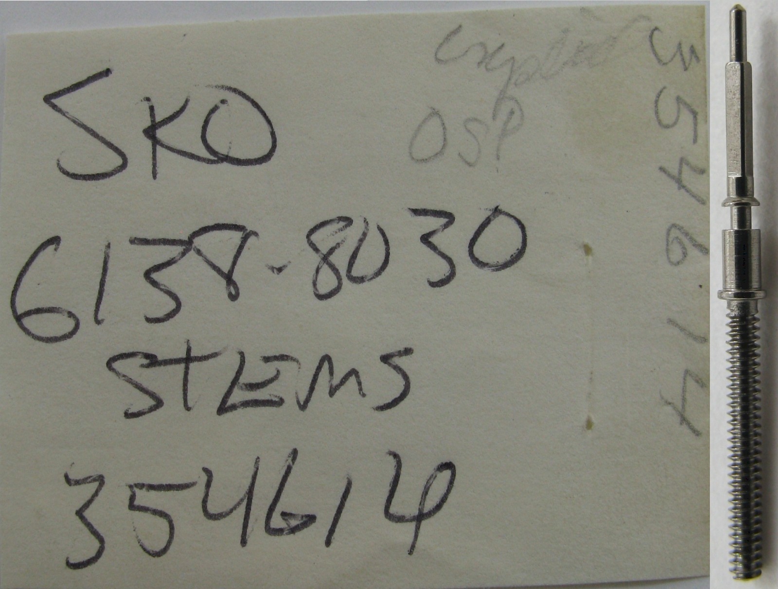 Seiko 354 614 fit 6138 .. watch part: winding / setting stem tap 9 BF 200 / 1725