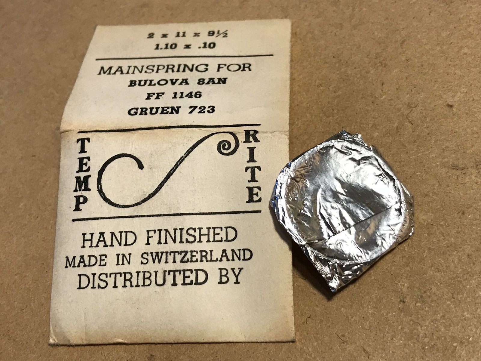 TEMP-RITE Mainspring for FF1146, Bulova 8AN & Gruen 723 – Steel