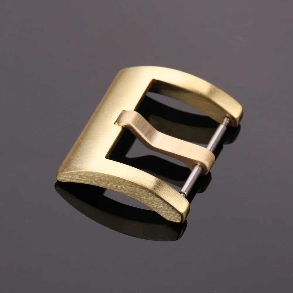 Durable Bronze Metal Watch Band Pin Buckle Solid Copper Strap Clasp 18-24mm