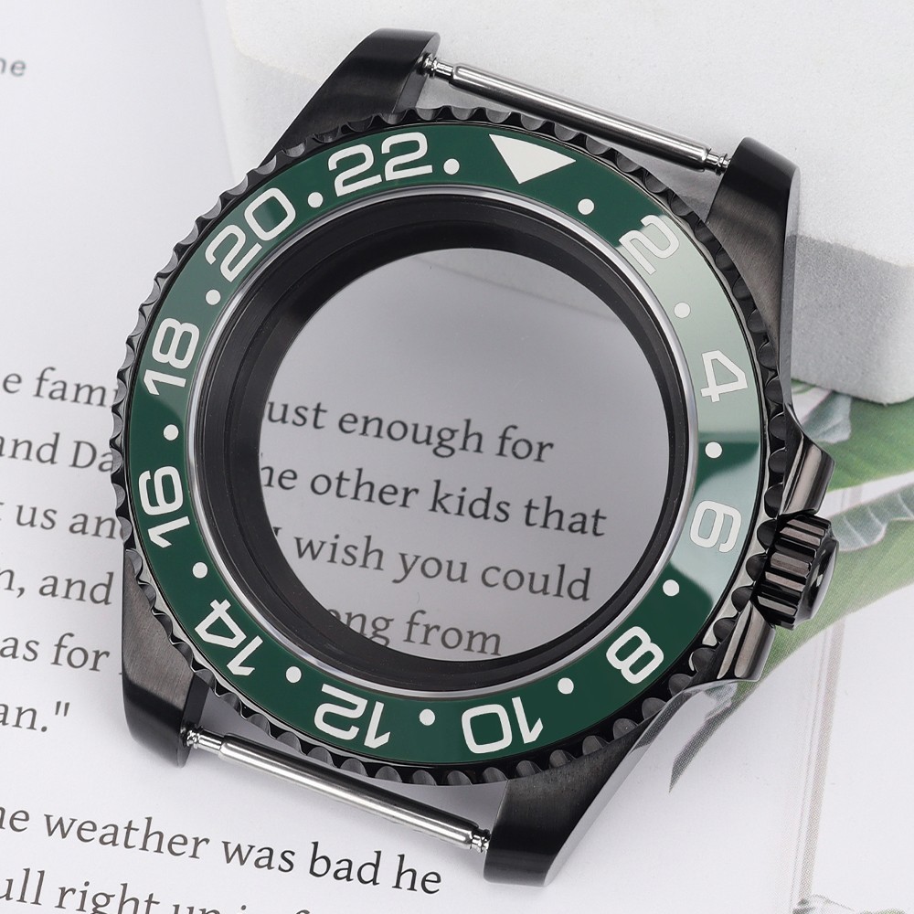 FEIYASHI Green Ceramic 40mm NH35 Watch Case Steel GMT Style For Seiko NH35 NH36