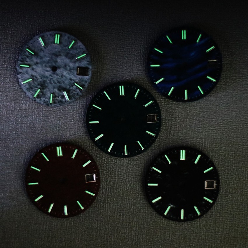 28.5MM Mechanical Watch Dial Green Luminous Dial For NH35 Movement