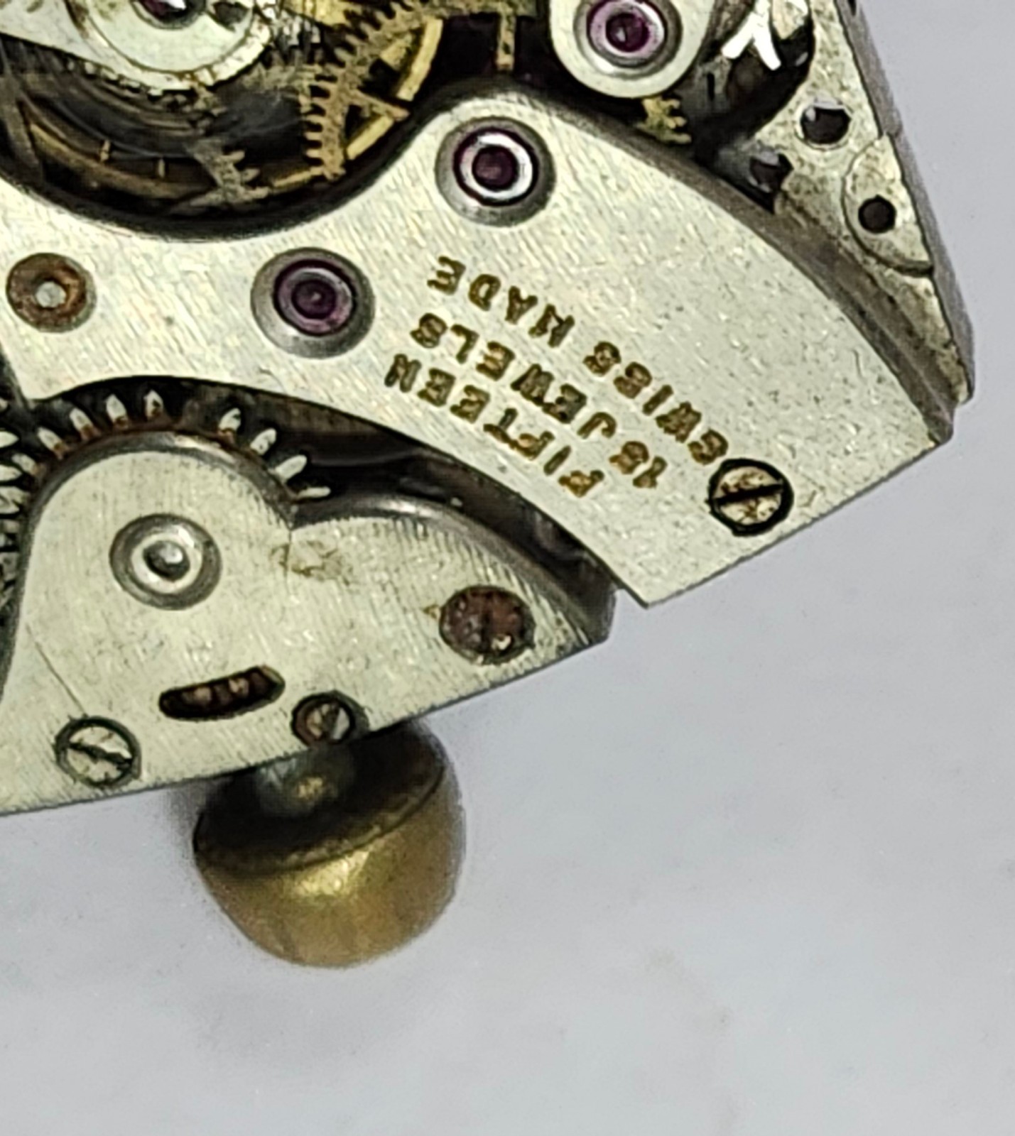 15-Jewel Rectangular Watch Movement & Stainless Steel Back Case — Parts / Repair
