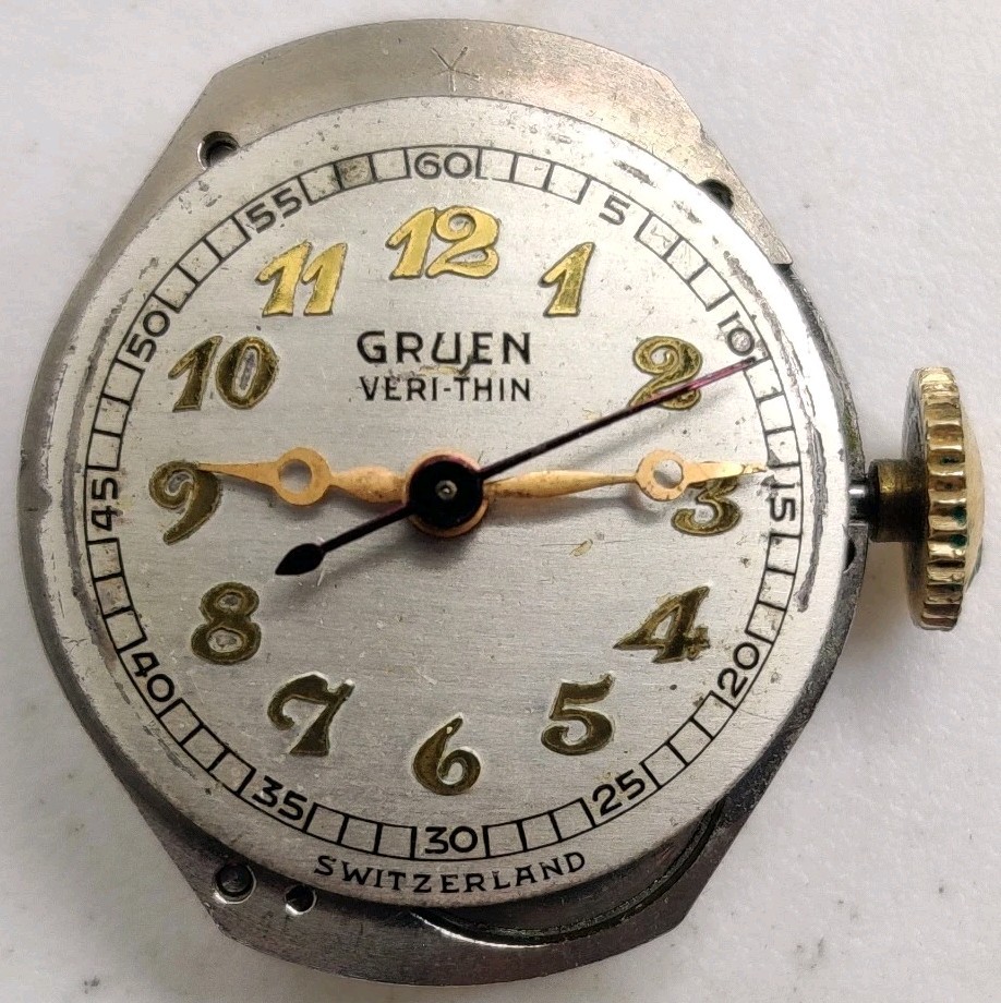Rare Gruen W. Co. Cal. 210 17 jewel Center Seconds watch movement for repair
