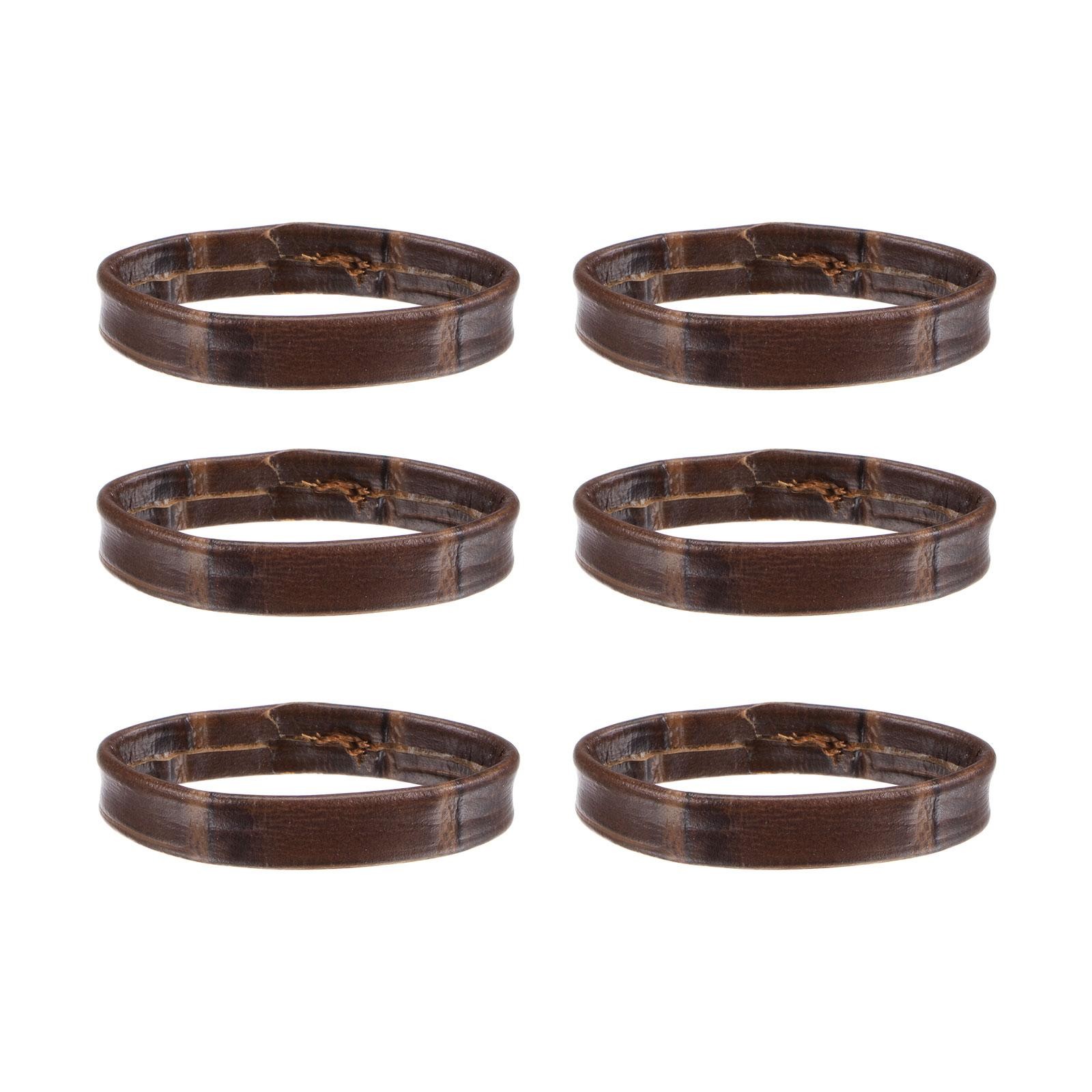 6 Pcs PU Leather Loops Retaining Ring for 26mm Width Watch Band, Dark Brown