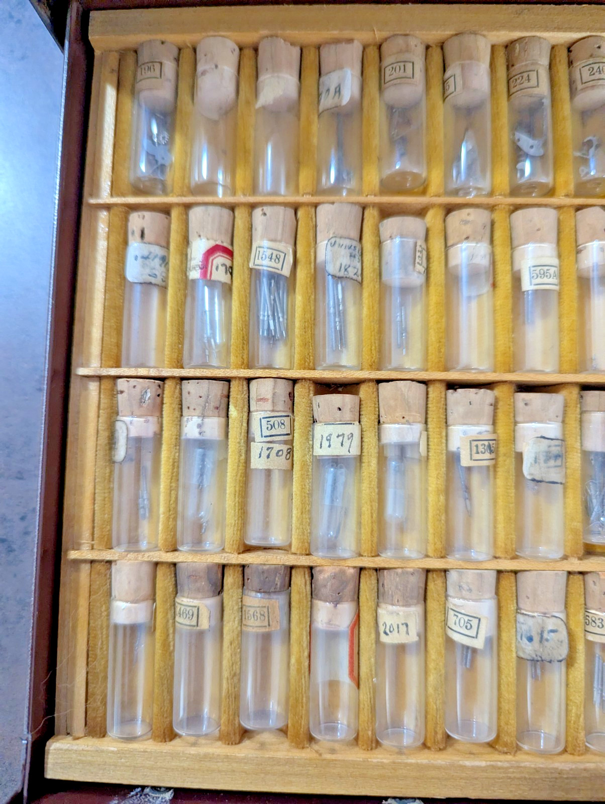 Assortment of Watch Parts – Swartchild & Company Metal Cabinet – 100s of Parts