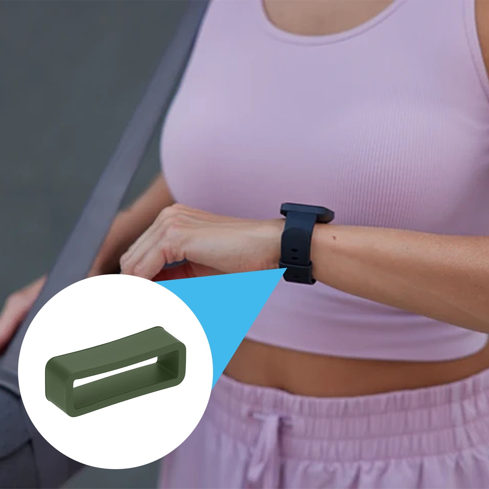 6pcs 22mm Silicone Watch Band for Watch Band Loop, Green