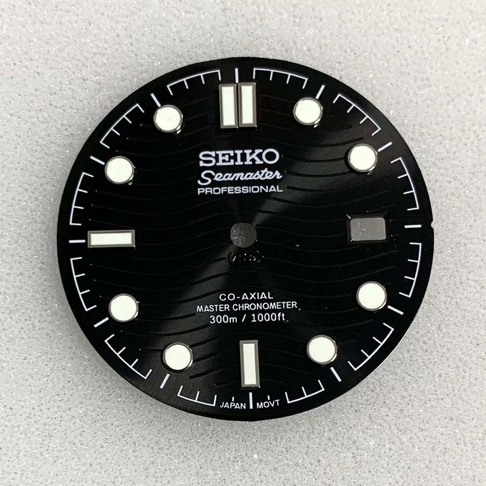 31mm Black Watch Dial+Hands Green Luminous for NH35 NH36 Movement Watch Parts