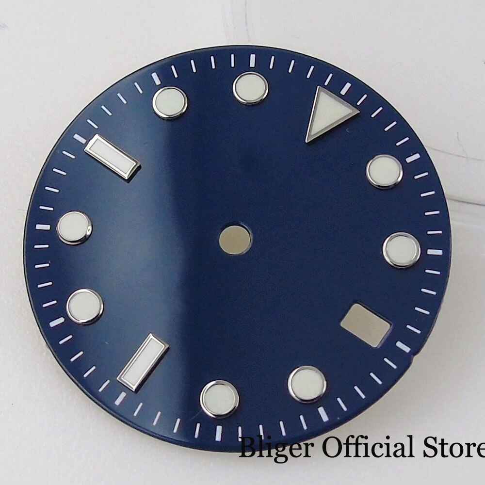 29MM Watch Dial fit NH35A Yellow Orange Navy Blue Date Window Luminous Index