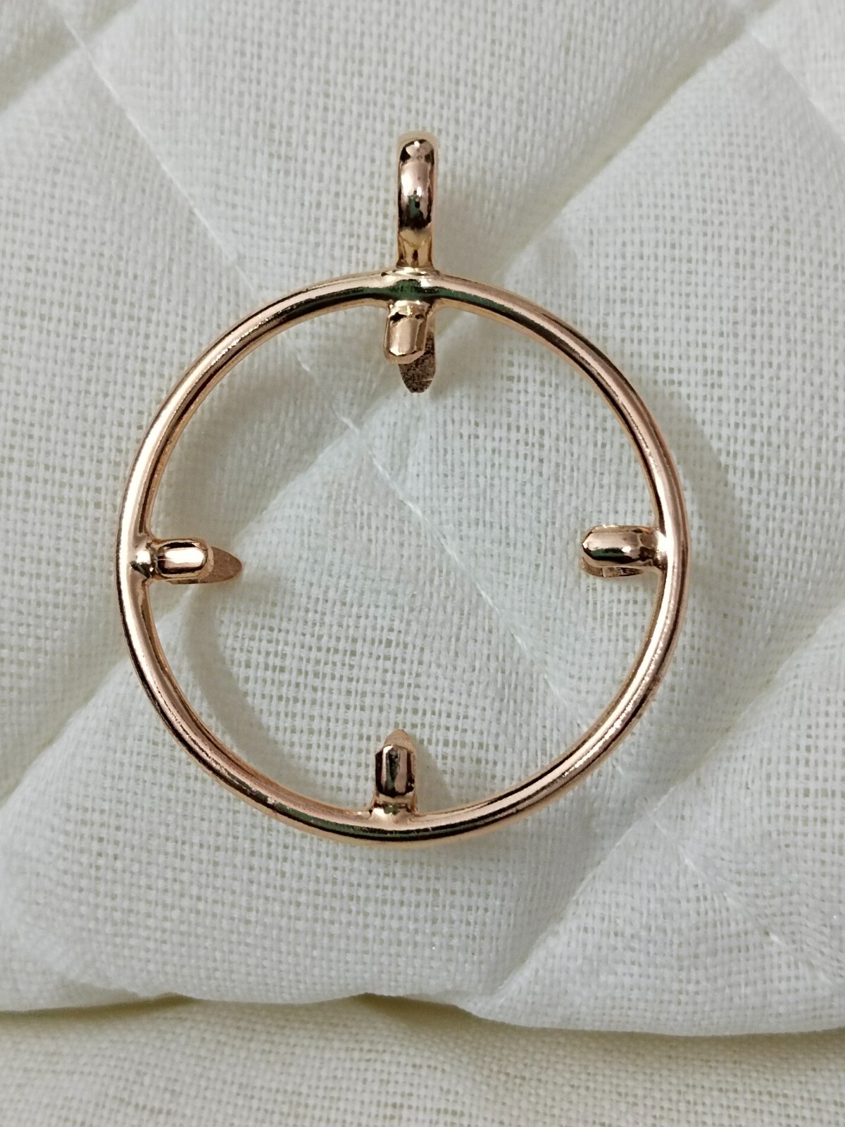 925 Sterling Silver Round Pendant setting prong Blank Bezel Holder Coin