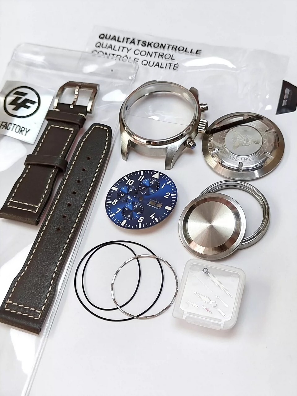 43mm Stainless Steel Watch Case With Band Kit for Pilot Chronograph 7750