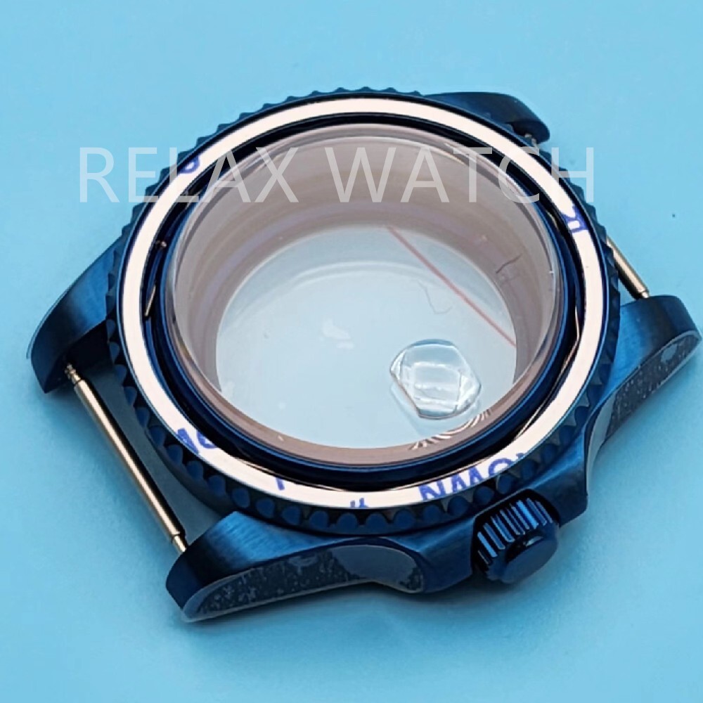 40MM PVD BLUE SS Sapphire Glass WATCH CASE FITS NH35 PT5000 ETA2824 Movement