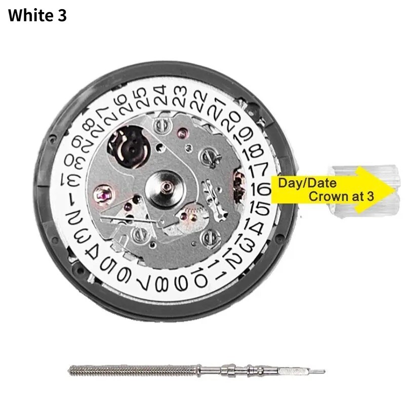 NH35 NH35A Watch Replacement Movement White Dial 3 O’clock Date