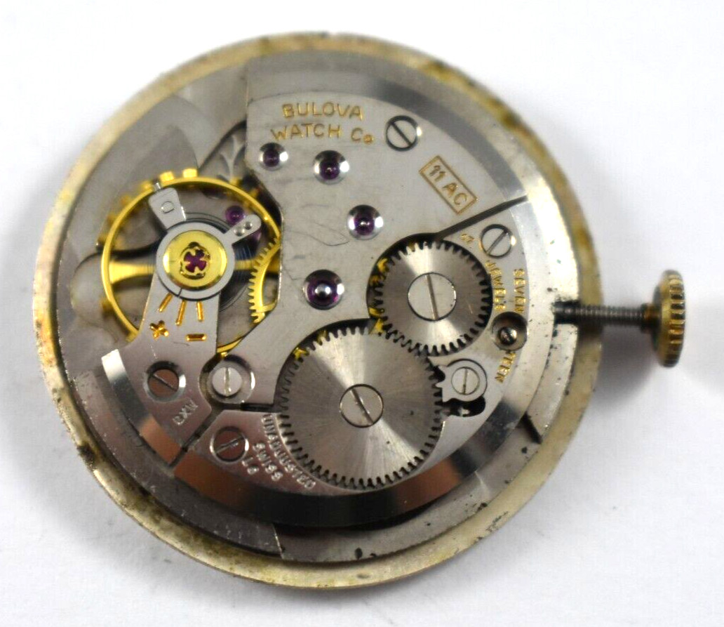 Vintage Bulova Manual Wind 17J 11AC Wrist Watch Movement lot.a1