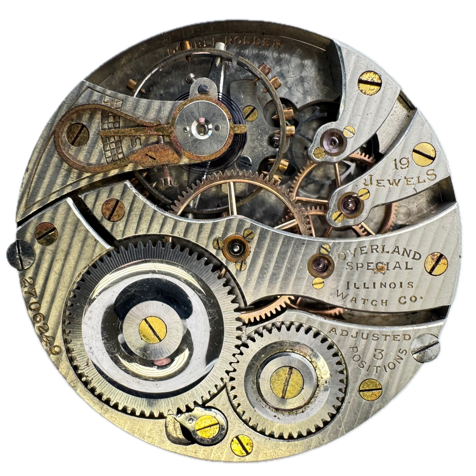 Antique 16s 1915 Illinois 19j Overland Special Hunter Pocket Watch Movement 306