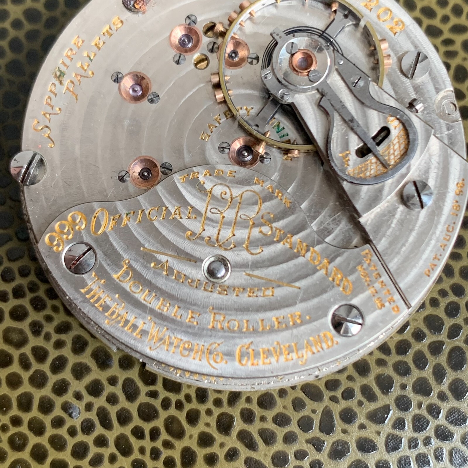 1904 Ball Grade 999 18S 17 Jewels Railroad Pocket Watch Movement Runs