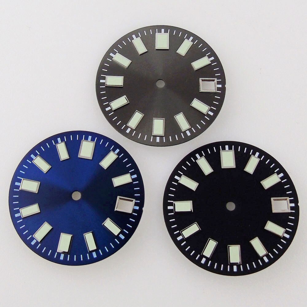 29mm Sunburst Watch Dial Fit for NH35 NH36 ETA2824 PT5000 ST2130 Green Lume