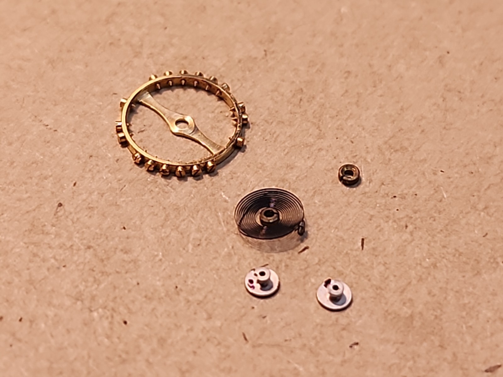 Lot Of Bulova 7AM-AD Parts-Balance Wheel, Hairspring, Jewelled Rollers