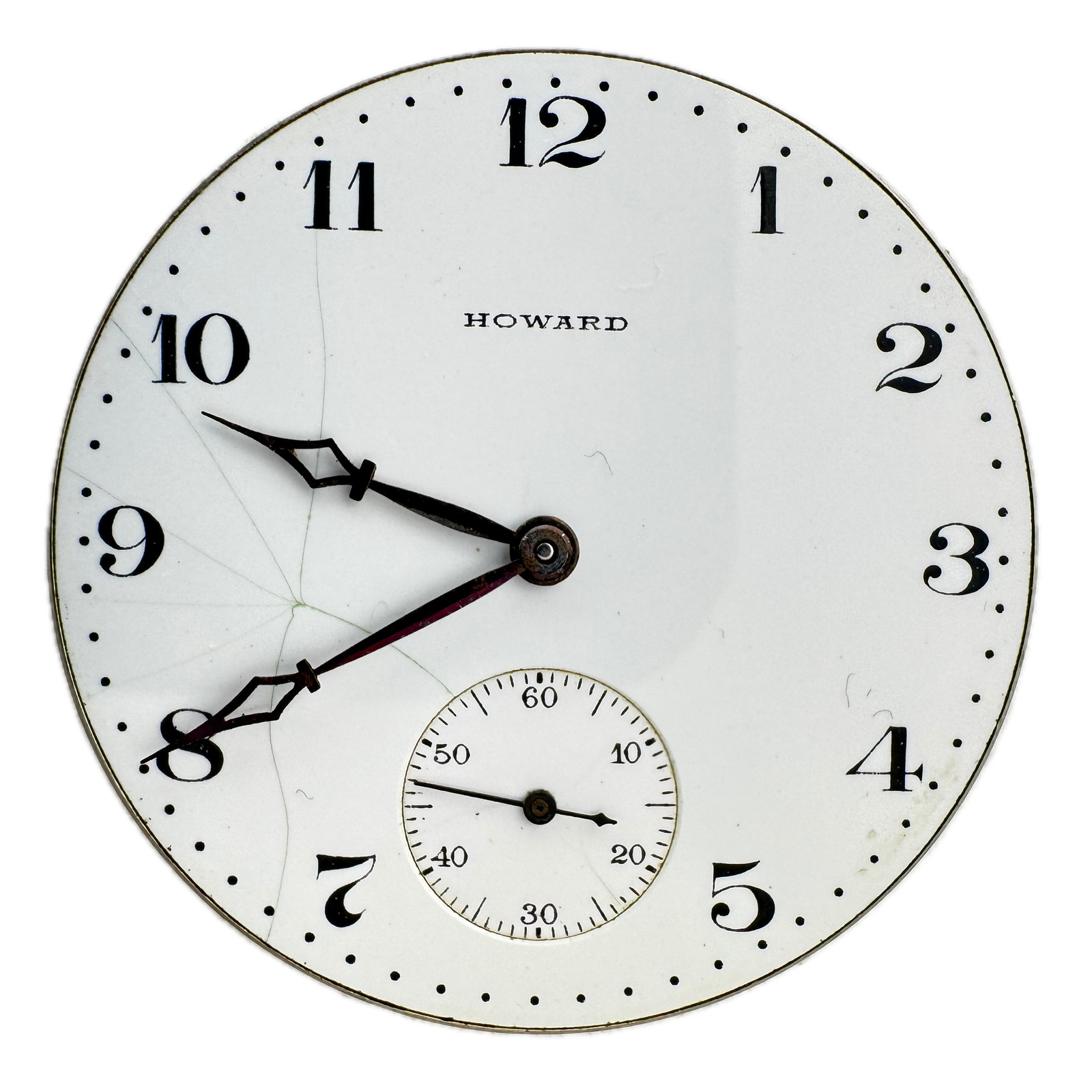 Antique 12s 1915 E. Howard & Co. Porcelain Dial Pocket Watch Movement Series 7