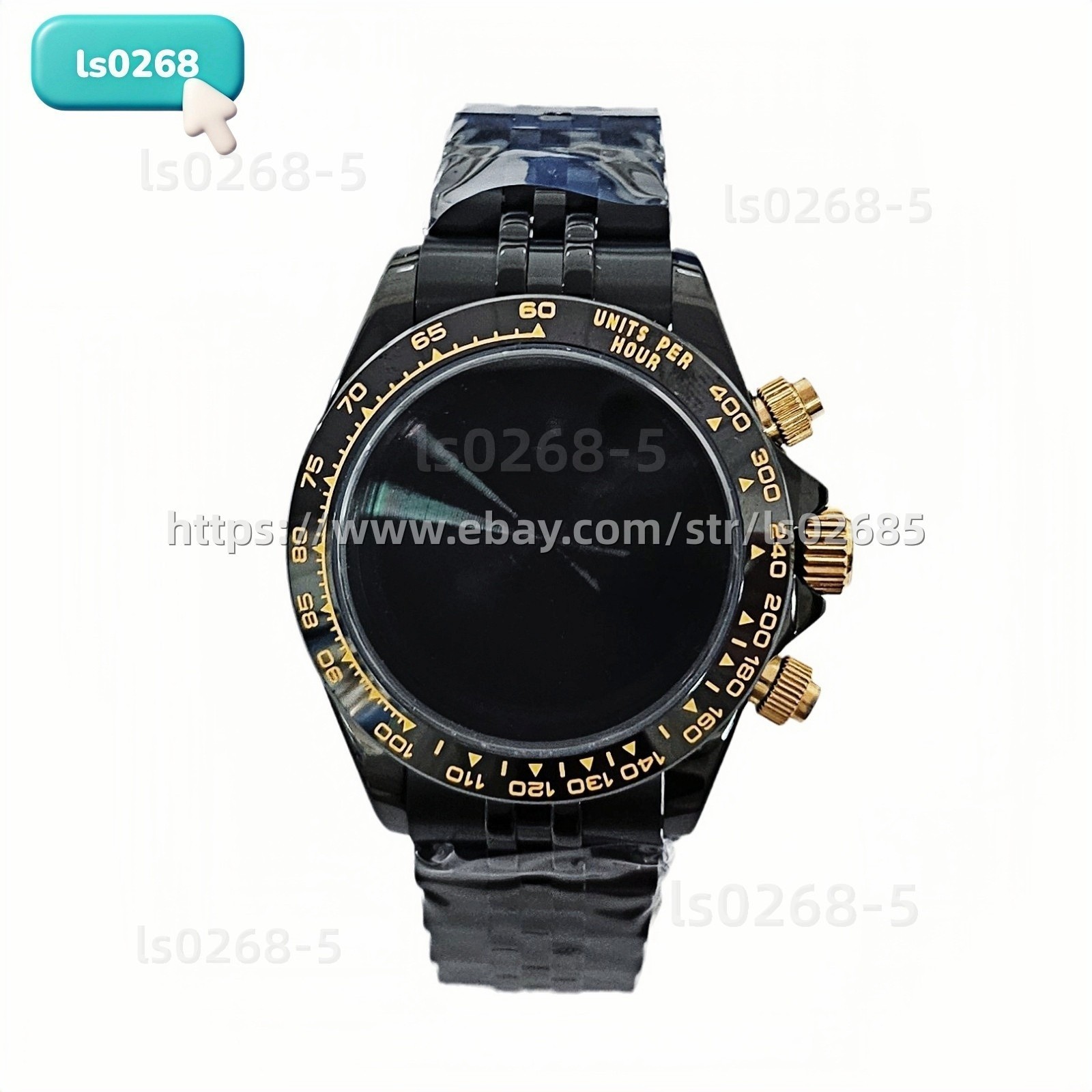 39mm VK63 Case + Steel Bracelet Plated Sapphire Crystal Fit Quartz