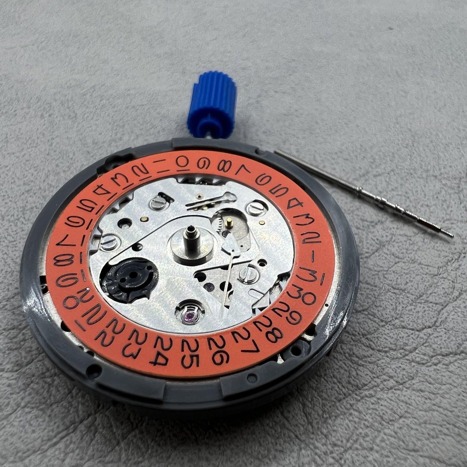 Seiko NH35 Automatic Mechanical Movement Vintage Orange Date Wheel 24 Jewels