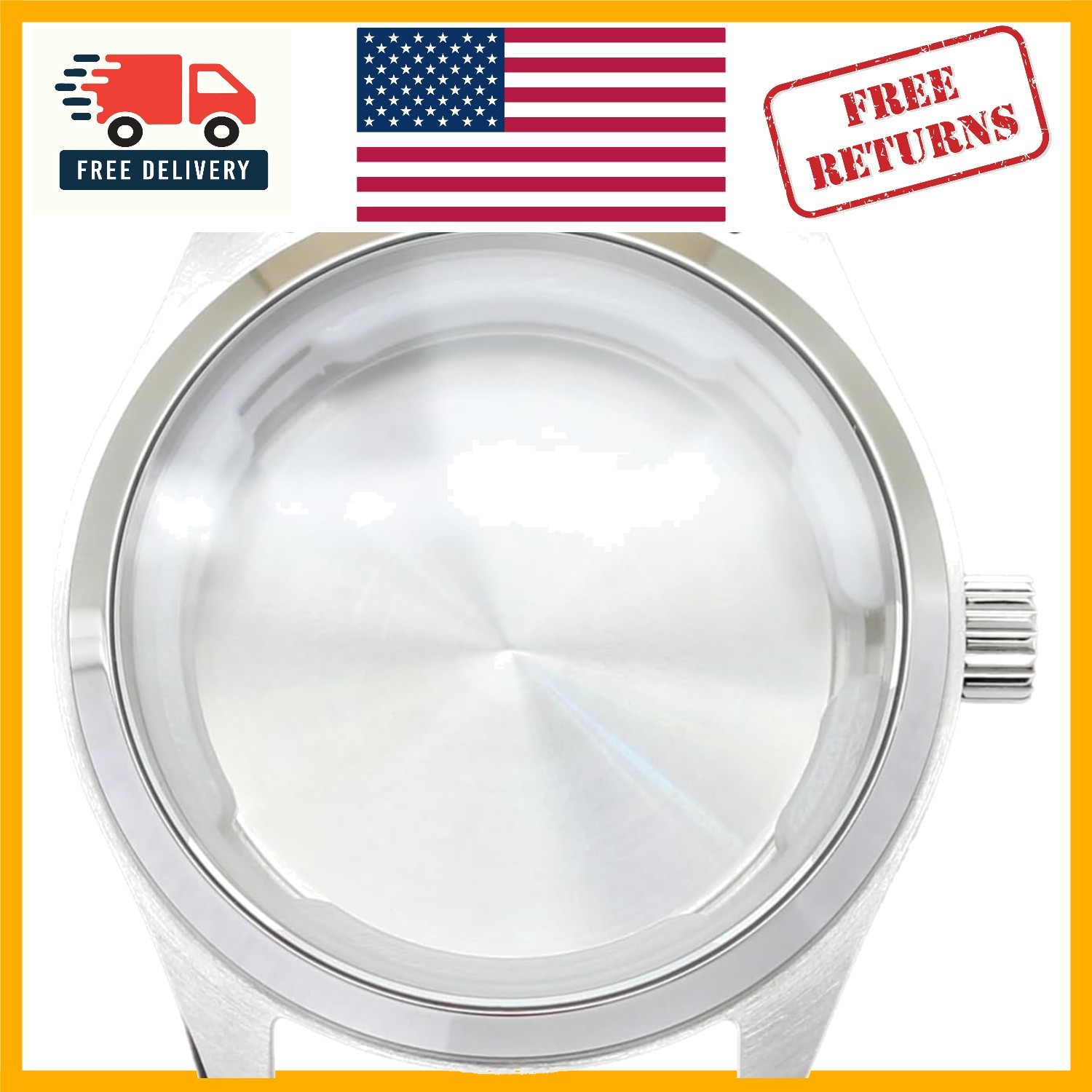 40MM Waterproof Watch Case with Silver Finish for Automatic Movements