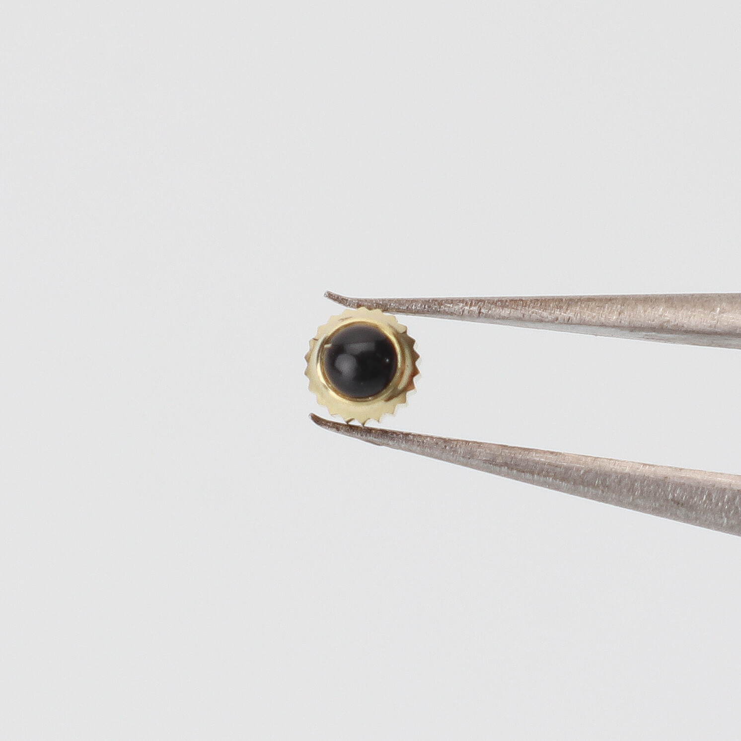 NOS Black Tip Gold Tone Luxury Style Crown 3.1mm x 3.1mm New Old Stock (G2D2)