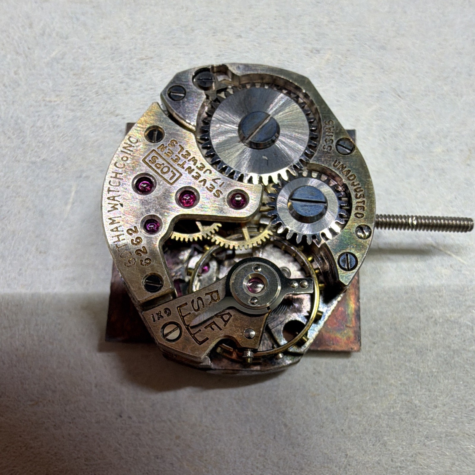 Gotham Swiss 17J Mechanical Manual Watch Movement w/ Dial & Hands 522/6262
