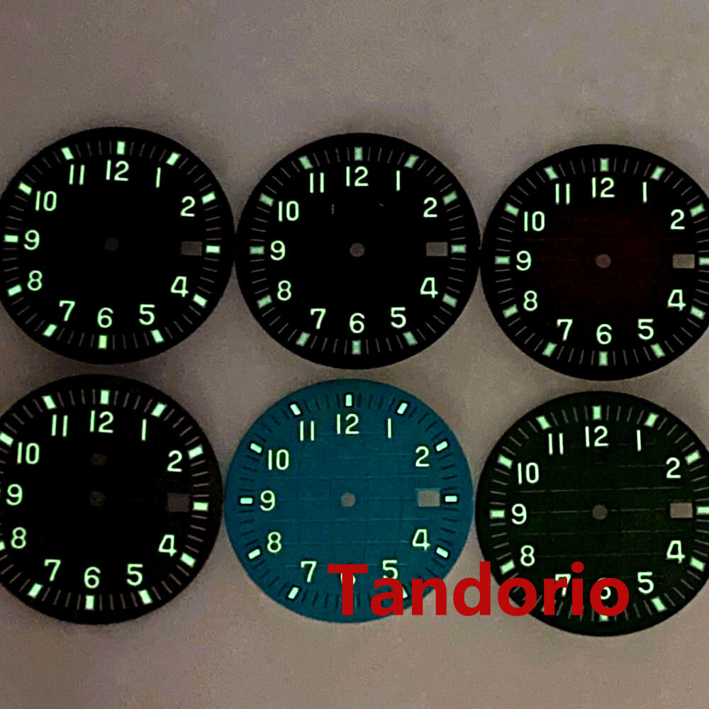 32.9mm Grid Green/Red Dial Fit NH35 NH36 7s26 Movement Green Luminous Index Date