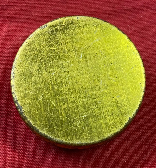 Old Vintage 1 1/2″ Pocket Watch Dust Protector Tin or Snuff Box? B22