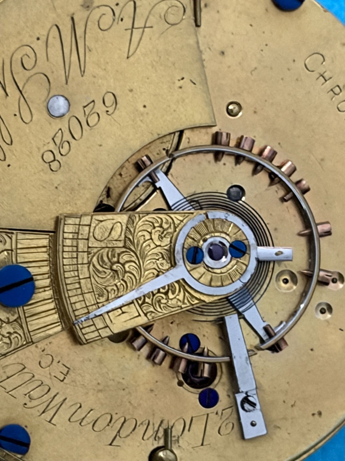A.M. Silber London 62028 601 Pocket Watch Movement 4 parts / repair