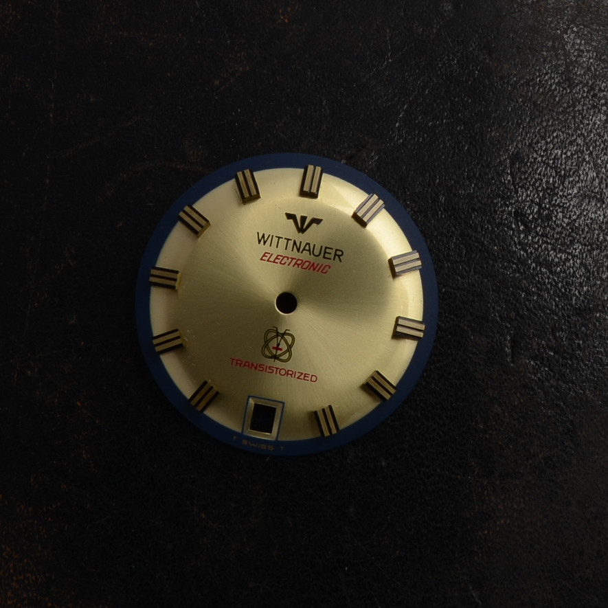 Vintage Mens Wittnauer Electronic Date Transistorized Watch Dial Spare Part 28mm