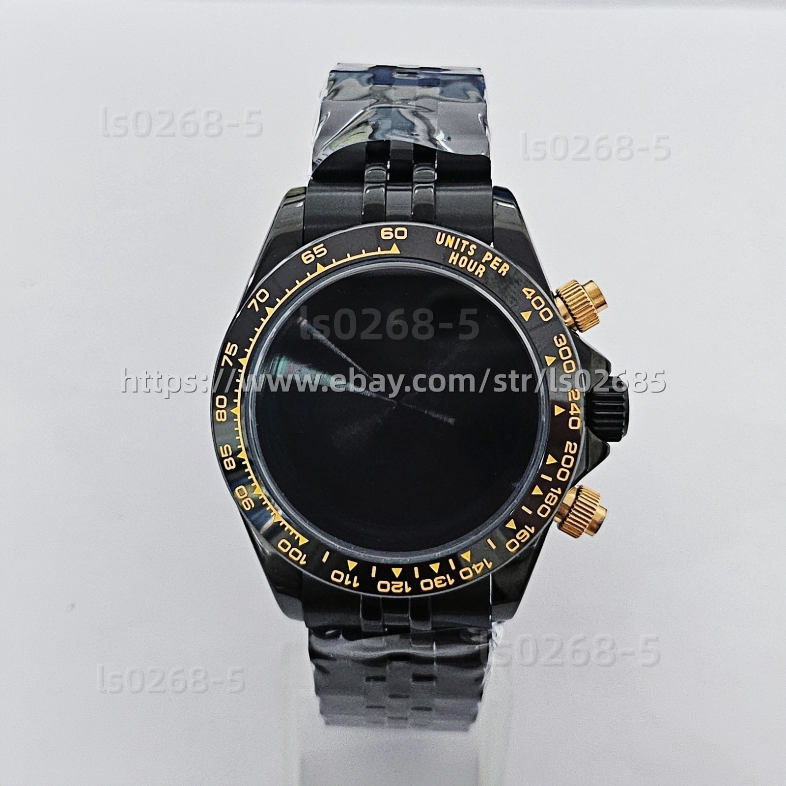 39mm VK63 Case + Steel Bracelet Plated Sapphire Crystal Fit Quartz