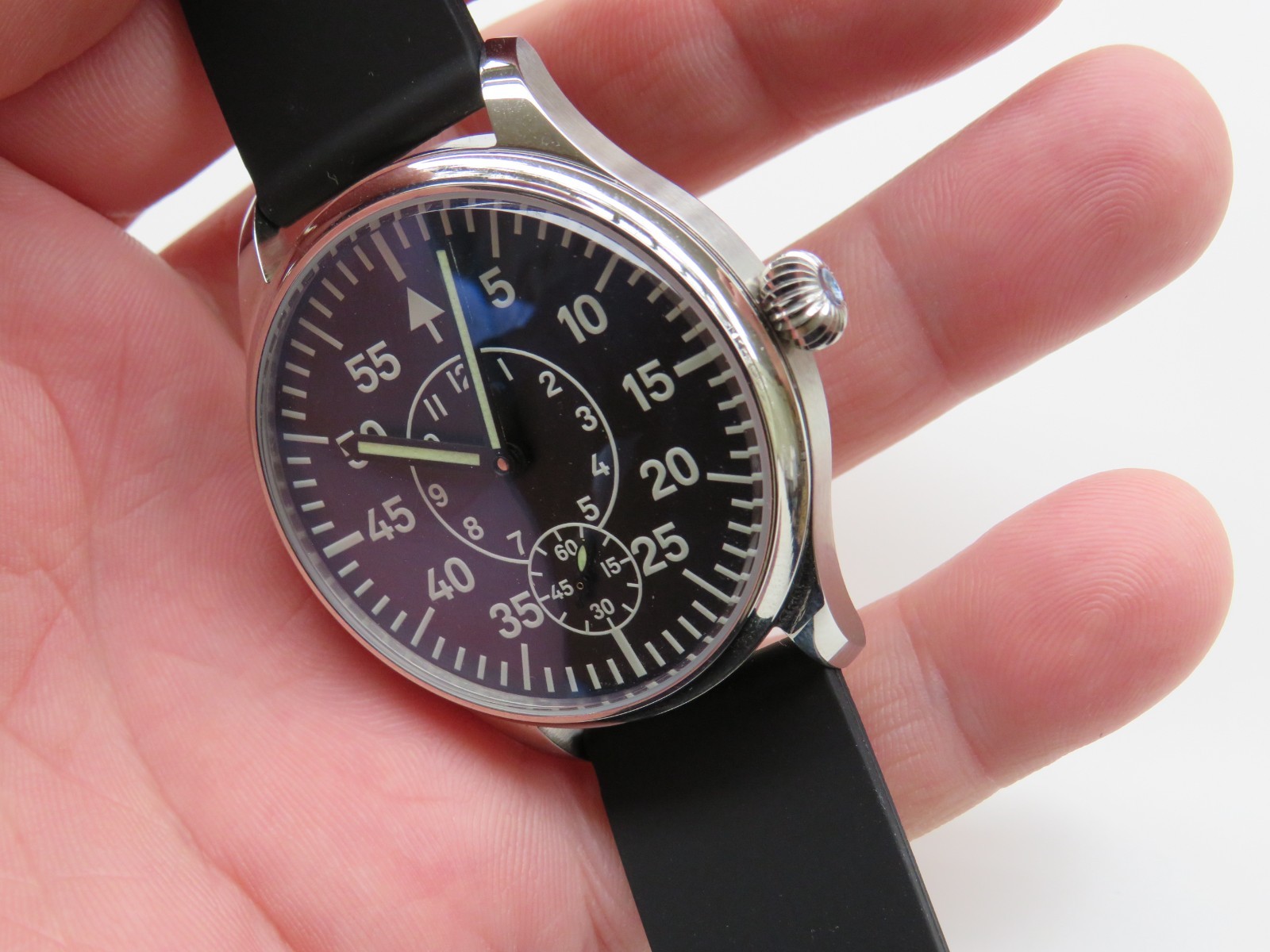 Custom made conversion men’s Arnex Pilot wristwatch Eta movement works well
