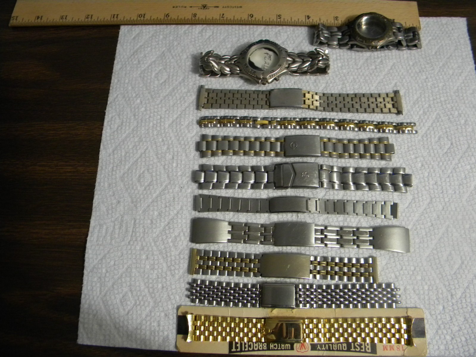 Lot of 11 Men’s Ladie’s Stainless or Other Watch Bands with Deployment Clasps #2