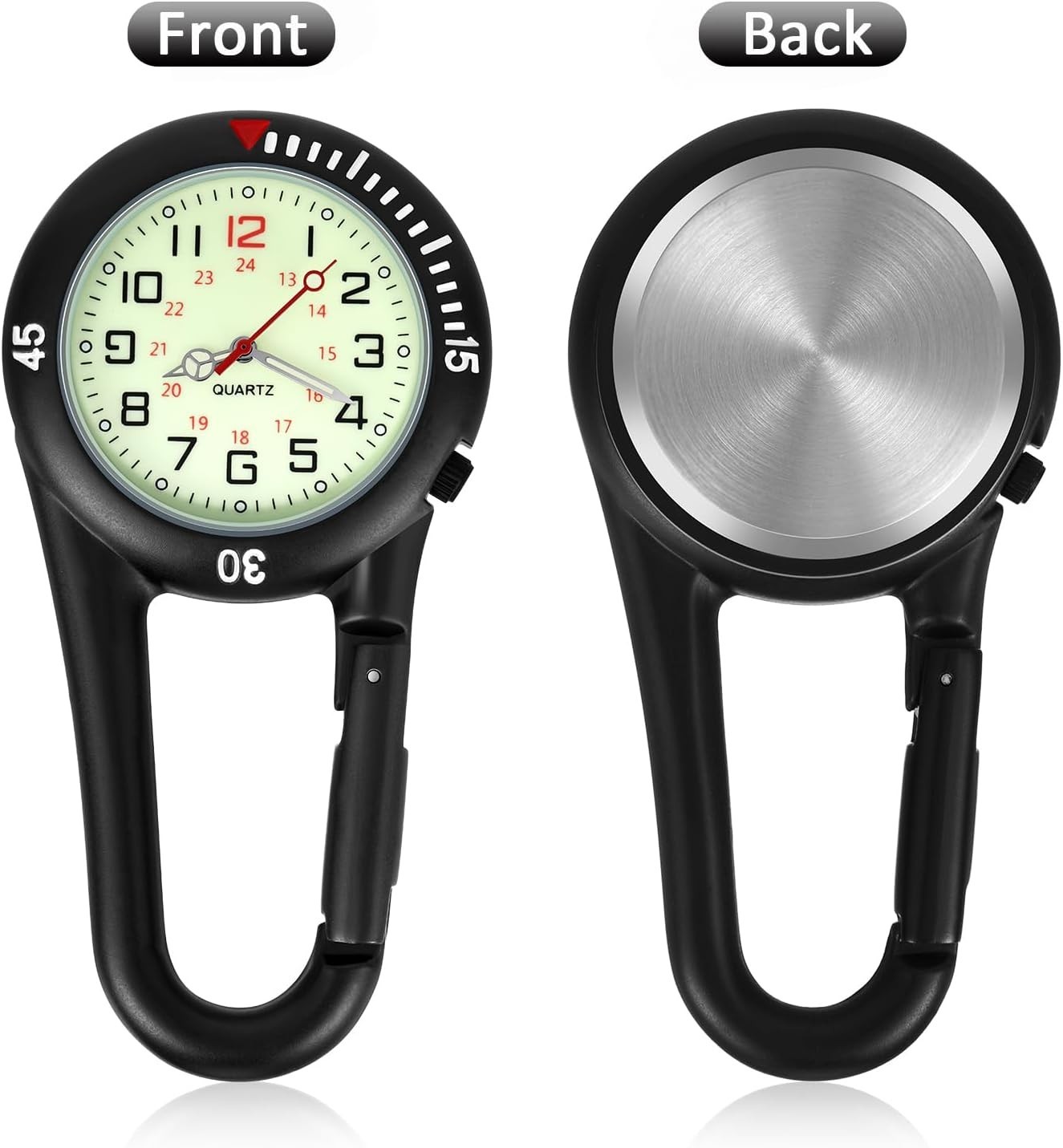 2 Pieces Clip on Quartz Watch Backpack Fob Belt Glow in The Dark Unisex Pocke…