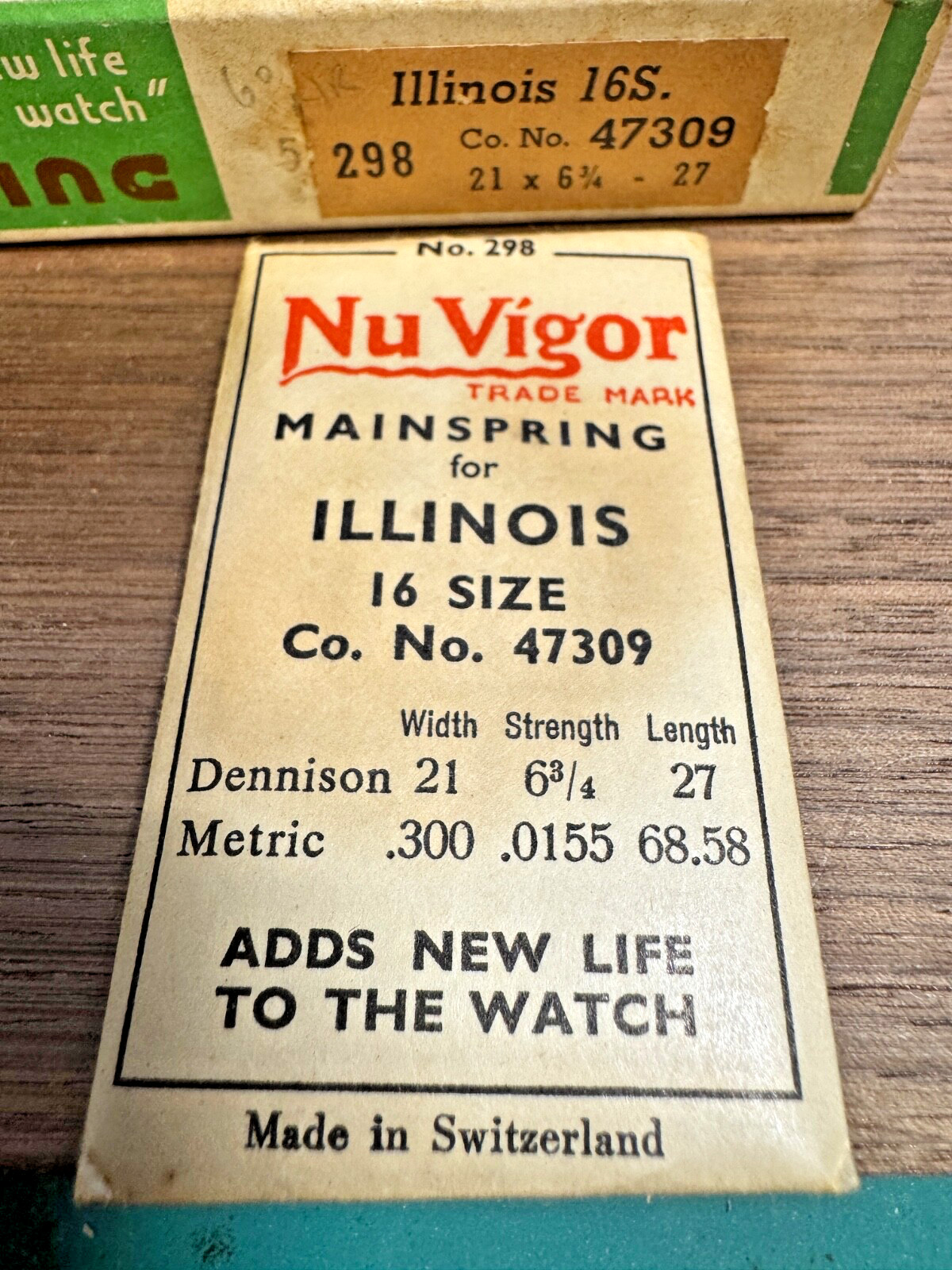 Illinois 16S 47309 pocketwatch Mainspring watchmaker part repair NOS