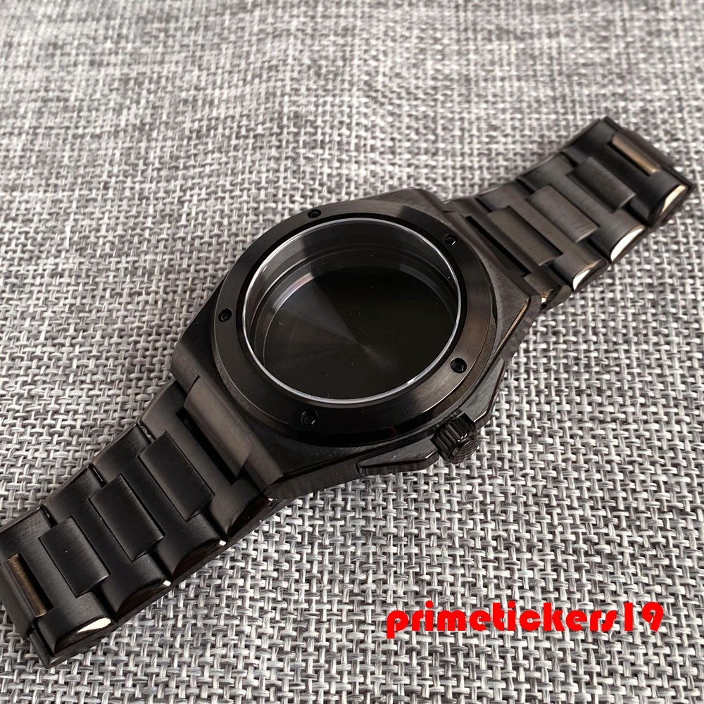 40mm Black PVD Watch Case+Band Sapphire Glass Fit for Engineer Style Watch Build