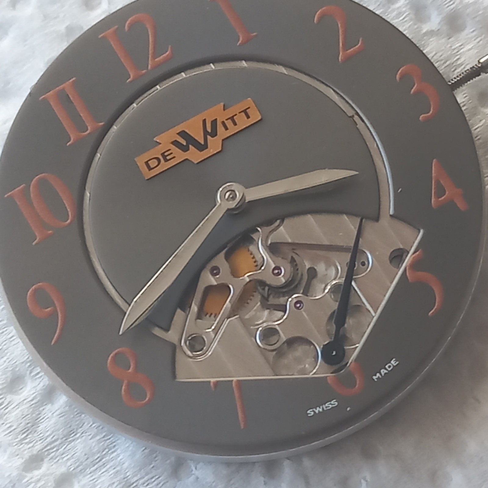 DeWitt Retrograde Watch Movement – Complete Set Dial + Movement + Metal Holder