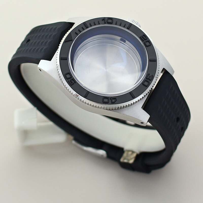 40mm Seiko 62MAS Watch Case Mod Rubber Strap Sapphire Glass For Nh35/36 Movement