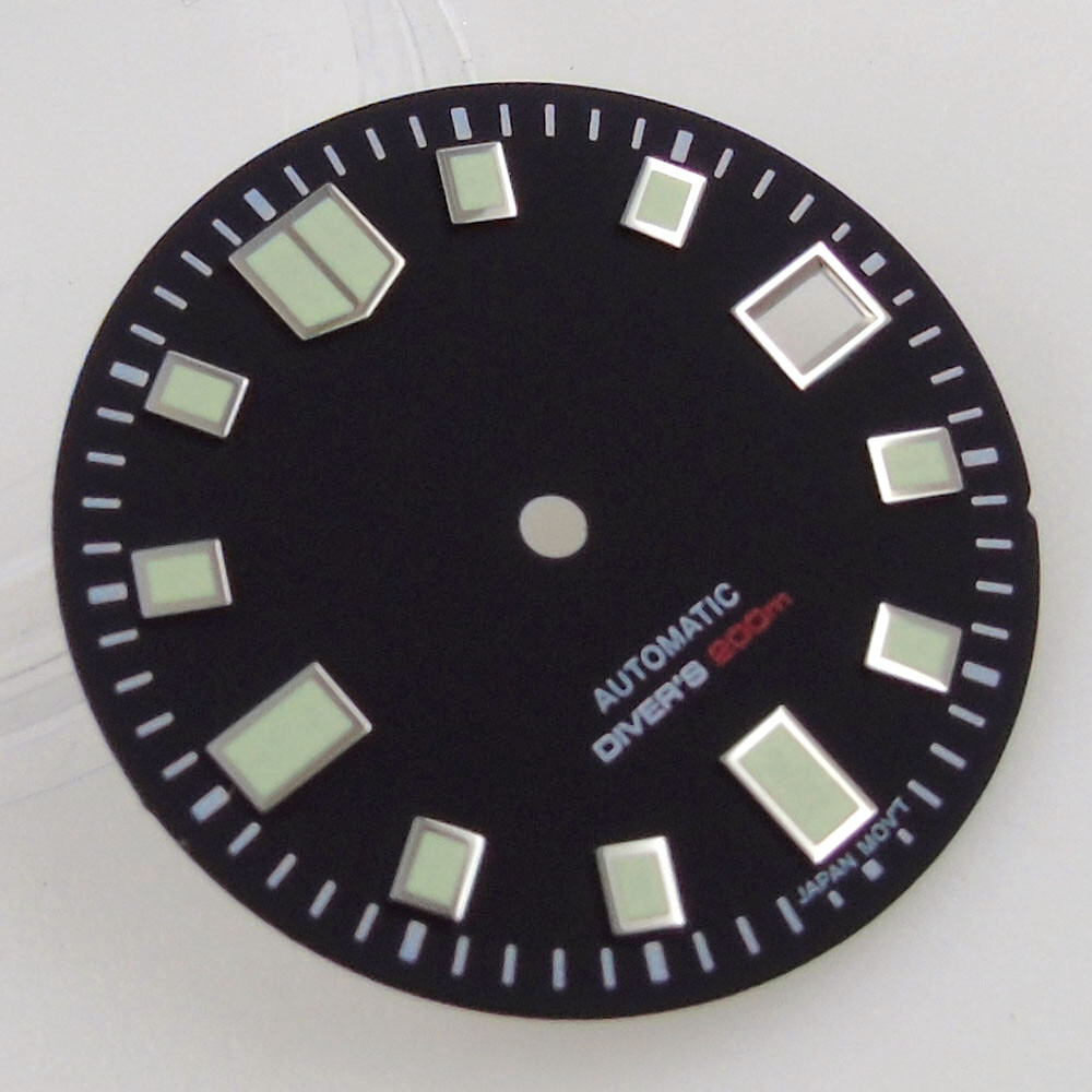 29mm black sterile dial luminous Watch Dial for NH36A NH35A 4.2 &3 o’clock crown